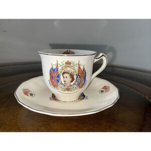 Queen‎ Elizabeth II Coronation Cup & Saucer Vintage Alfred Meakin 1953 England